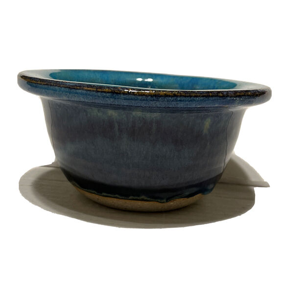 Smoky Mountain Pottery Candle Holder Glazed Blue Round Hand Made Gatlingburg TN - Picture 7 of 10